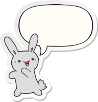 dessin animé lapin avec discours bulle autocollant png