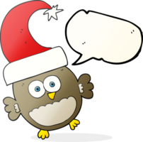 hand- getrokken toespraak bubbel tekenfilm weinig Kerstmis uil png