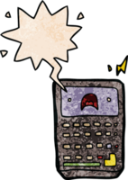Karikatur Taschenrechner mit Rede Blase im retro Textur Stil png
