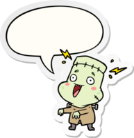 cartoon undead monster creation man with speech bubble sticker png