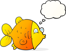 hand drawn thought bubble cartoon funny fish png