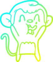 cold gradient line drawing of a crazy cartoon monkey png