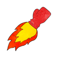 hand textured cartoon boxing glove flaming punch png