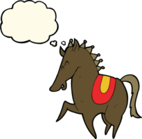 cartoon prancing horse with thought bubble png