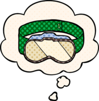 cartoon goggles with thought bubble in comic book style png