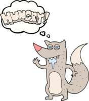 hand drawn thought bubble cartoon hungry wolf png