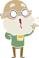 flat color style cartoon joyful man with beard png