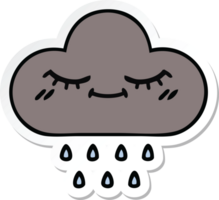 sticker of a cute cartoon storm rain cloud png