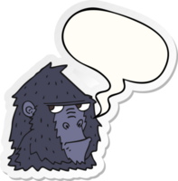 tekenfilm boos gorilla gezicht met toespraak bubbel sticker png