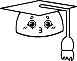 line drawing cartoon of a graduation hat png