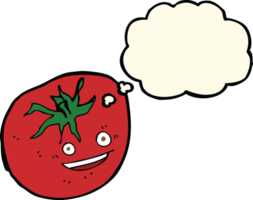 cartoon happy tomato with thought bubble png