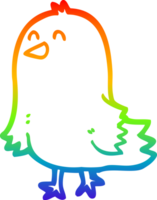 rainbow gradient line drawing of a cartoon bird png