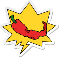 tekenfilm Chili peper met toespraak bubbel sticker png