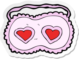 pegatina de una máscara de dormir de dibujos animados con corazones de amor png