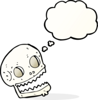cartone animato spaventoso cranio con pensato bolla png