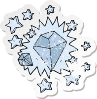 retro distressed sticker of a cartoon sparkling diamond png