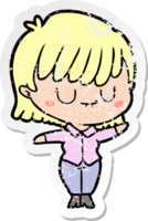 distressed sticker of a cartoon woman png