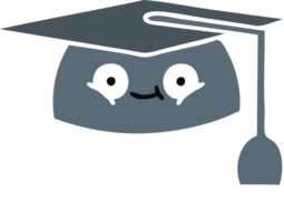 flat color retro cartoon of a graduation hat png