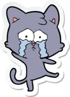 pegatina de un gato llorando de dibujos animados png