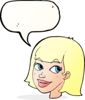 cartoon happy female face with speech bubble png