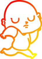 warm gradient line drawing of a cartoon bald man png