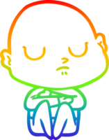 rainbow gradient line drawing of a cartoon bald man png