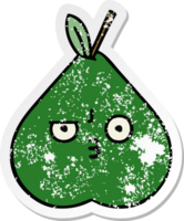 distressed sticker of a cute cartoon pear png