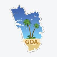 Goa map with beach and text illustration vector