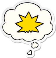 cartoon explosion with thought bubble as a printed sticker png