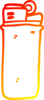 warm gradient line drawing of a cartoon disposable lighter png