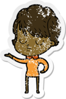 distressed sticker of a cartoon woman png