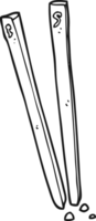 hand dragen svart och vit tecknad serie ätpinnar png