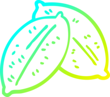 cold gradient line drawing of a cartoon leaf png