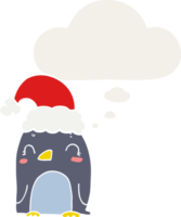 süß Weihnachten Pinguin mit habe gedacht Blase im retro Stil png