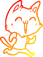 warm gradient line drawing of a happy cartoon cat png