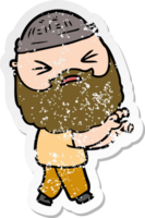 distressed sticker of a cartoon man with beard png