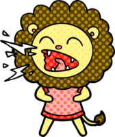 cartoon roaring lion in dress png