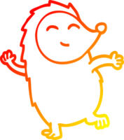 warm helling lijn tekening van een tekenfilm dansen egel png