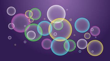 Purple Gradient background with transparent bubbles ball shapes. Morphing colorful blobs. Liquid colors. Banner or sign design. Collection of realistic soap bubbles background wallpaper and any use. vector