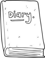 hand drawn black and white cartoon diary png