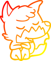 chaud pente ligne dessin de une amical dessin animé Renard png