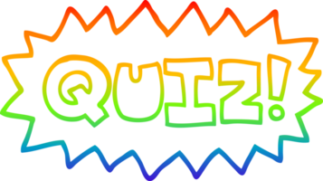 rainbow gradient line drawing of a cartoon quiz sign png
