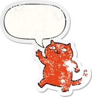 cartoon cat with speech bubble distressed distressed old sticker png