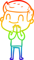 rainbow gradient line drawing of a cartoon friendly man png