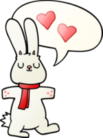 dibujos animados Conejo en amor con habla burbuja en suave degradado estilo png