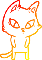 caloroso gradiente linha desenhando do uma confuso desenho animado gato png