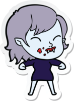 sticker of a cartoon vampire girl with blood on cheek png