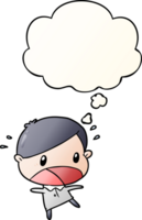 cartoon shocked man with thought bubble in smooth gradient style png