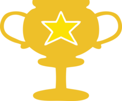 platt Färg retro tecknad serie av en guld trofén png
