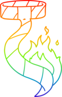 rainbow gradient line drawing of a cartoon burning tie png